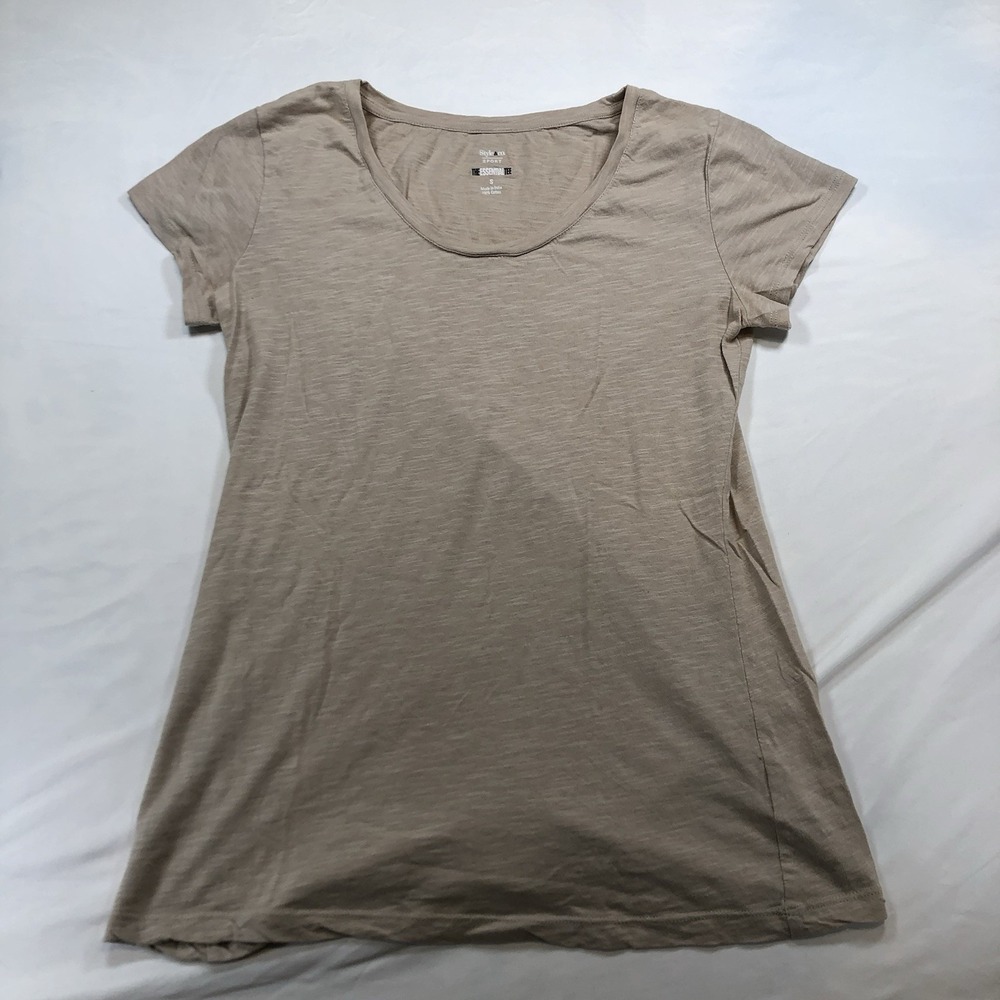 style and co sport the essential tee Women's Sz Small Pullover‎ Top Brown